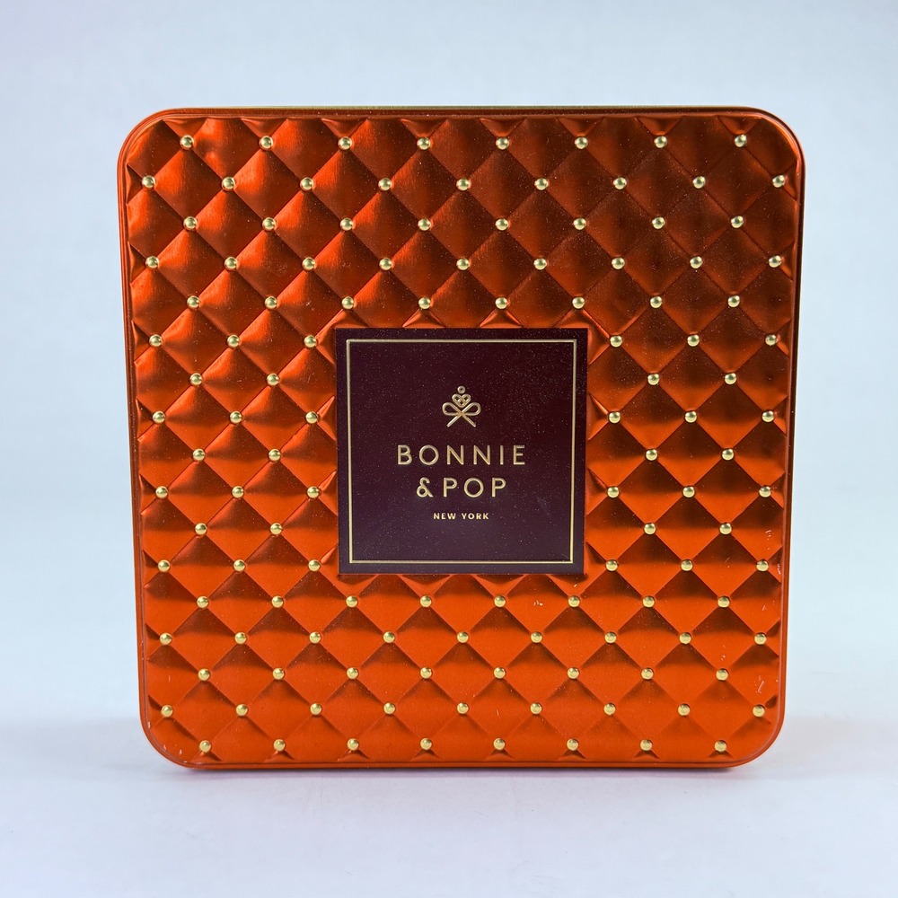 Bonnie & Pop New York Orange Quilted Metallic Studded Square Decorative Tin‎ Box